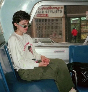 Madonna taking the bus